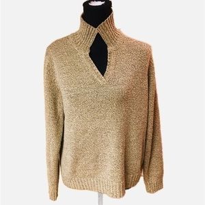 Tan & Brown Pullover Kneated Sweater by Carolyn Taylor. Size L
